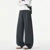Calça de moletom esportiva com corte enviesado estilo americano para homens, calça casual retrô curva de verão, calça larga solta e com bom caimento para homens