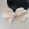 Grampo de Presilha Preto Cetim Laço Grande Textura Feminina Novo Estilo Clipe Tubarão de Alta Qualidade Tamanho Grande Parte Traseira da Cabeça
