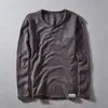 Camiseta de Manga Larga de Algodón Puro para Hombre de Primavera, Cuello Redondo, Corte Ajustado, Camiseta de Algodón de Bambú, Top Camiseta, Camiseta Interior, Nuevo Modelo 2026