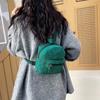 2023 novo veludo cotelê de ombro duplo veludo cotelê estilo coreano simples casual cor sólida simples menina zíper pequena mochila quadrada para mulheres