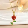 Colar Venda Quente Transfronteiriça Cobre Micro-Incustado Zircônia Tulipa Rosa Elegante Temperamento Acessórios de Colar Versátil Joias Exquisite