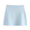 Otoño Transfronterizo para Mujer Cuello en V Manga Larga Simple de Punto Ajustado Chaqueta de Punto Plano Mini Falda 2142134 2142133