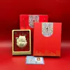 Crachá Corporativo Personalizado Logo Ouro Puro 999 Gato da Sorte Diário Ouro Ornamentos de Alto Padrão Presentes Decorativos para Negócios