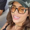 Gafas de Sol Vintage de Doble Puente con Montura Inferior Moda Europea y Americana Cuadradas de Marco Grande Celebridad de Internet Maquillaje Sencillo Gafas de Sol Versátiles