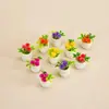 Casa de Bonecas Casa de Bonecas Mini Vaso de Planta Floral Colorido Artificial com Modelo em Miniatura Ornamentos de Micro Paisagem