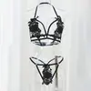 Conjunto de Lencería Calado Transfronterizo Europeo y Americano para Mujer con Tirantes Florales Bordados, Sujetador y Bragas Sexys 9027, Sensación de Alta Gama