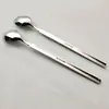 Colher de Aço Inoxidável 316L Cabo Quadrado Simples Garfo para Macarrão Cabo Longo Colher para Sorvete Colher para Mexer de Uso Duplo Garfo para Bolo e Frutas Colher de Restaurante Ocidental