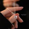 Collar de luna creciente de plata pura s999 con circonita brillante para mujer, diseño de nicho de lujo ligero, cadena para clavícula de plata de ley moissanita