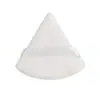 Comercio exterior nuevo aplicador de esponja en forma de abanico triangular al por mayor polvo multicolor removedor de maquillaje doble cara flocado pelo corto aplicador de polvo