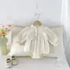 Nuevo Romper de Encaje Dulce de Princesa para Bebés Niñas, Mono de Gasa de Algodón de Manga Larga, Otoño 2026