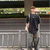 Camiseta de verano para hombre, algodón 100% puro, estilo retro americano, color negro lavado, peso pesado, manga corta, corte holgado, cuello pequeño, hombro normal, manga corta