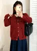 Casaco suéter jovem e doce para mulheres plus size para outono e inverno de 2026, cardigã de tricô com coração bordado para senhoras plus size