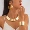 Anillo de Metal Personalizado Estilo Europeo y Americano Transfronterizo, Collar de Cadena Múltiple, Diseño de Líneas Geométricas, Juego de Joyería Exagerado