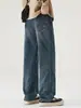Moda Masculina Fengshe / Primavera 2026 Estilo Americano Tendência Soltos Lavados Retos Calças de Pernas Largas Jeans Casual Retrô
