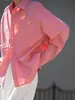 Camisa Rosa Mujer Nueva 2024 Elegante Moda Primavera/Verano Holgada Perezosa Manga Larga