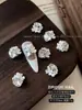 Decoraciones para Uñas White Small Flower Zircon Stacked Rhinestone, Perla 3D Cuadrada de Lujo Ligero Sin Base, Pedrería al por Mayor