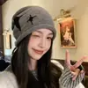 Gorro Holgado Versátil de Estrella con Cordón para Otoño e Invierno Tendencia Nuevo Gorro de Lana Tejido