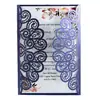 Cartão de felicitações de casamento estilo europeu Amazon transfronteiriço flor de pavão corte a laser cartão de convite de feriado roxo fábrica em estoque
