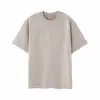 Camisa de manga corta pesada desgastada de 430 g (Hilo doble de 16 hilos) camiseta de moda con cuello redondo, casual y cómoda con diseños estampados y bordados
