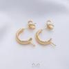 Aretes en Forma de C Chapados en Oro de 14K Conservación del Color Engaste de Perlas de Medio Orificio Tachuelas para Oreja Hechas a Mano DIY Aretes de Perlas Materiales de Joyería Accesorios