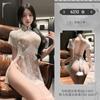 Patchwork de Renda Fei Mu Transparente Expondo as Nádegas Sem Tirar Cheongsam Retrô Uniforme Sedutor Lingerie Seductora Zy6232