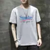 Nueva Camiseta de Manga Corta Verano 2024 para Hombre Estampado de Letras Europeo y Americano Holgada Versátil Moda Marca Top de Media Manga