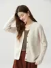 Cardigan de Cashmere com Trança Gola V Estilo Preguiçoso Suave para Mulheres Fechamento com Botões Suéter Espessado Versátil Peça de Roupa Externa Estilosa