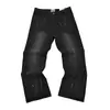Ga Venta al por Mayor Comercio Exterior Transfronterizo Marca de Moda Jeans de Mezclilla Acampanados Lavados Desgastados Patchwork Unisex