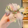 Gomita para el pelo suave y dulce para mujer, scrunchie de malla estilo coreano, liga para coleta baja y moño, accesorio para el cabello de alta gama
