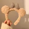 Diadema de Felpa con Orejas de Oso y Lazo Lindo para Lavado Facial Femenino Diadema Peluda Accesorios para el Cabello de Dibujos Animados para Salir y Fotos