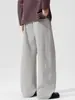 Pantalones de chándal texturizados estilo americano para hombre, corte relajado para hombre, pantalones largos casuales holgados y fluidos de pierna ancha