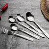 Aço Inoxidável Garfo Colher de Cabo Longo Doméstico Comer Colher de Sopa Garfo de Bife Peça Única Hotel Comida Ocidental Talheres Fabricante Atacado