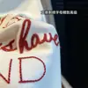 Camiseta de Manga Corta para Mujer con Terciopelo Acanalado, Tejido Espeso Cepillado, Bordado de Letras 3D, Top Casual Versátil, Nuevo Lanzamiento Primavera Temprana 2026