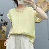 Camisa de Gasa de Algodón de Doble Capa con Mangas Volantes para Mujer, Estilo Veraniego, Artística y Fresca, Top sin Mangas de Algodón Puro Suave y Amigable con la Piel