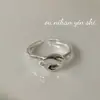 Anel Ouni Prata Esterlina S925 Coreano Oval Texturizado Empilhável Estilo High-End para Mulheres Anel de Dedo Indicador Estilo Coreano Ins