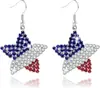 Pendientes de Estrella y Corazón del Día de la Independencia Más Vendidos Transfronterizos y Conjunto, Creativo Collar y Pendientes de Estrella y Corazón Completamente Diamantados