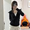 Moletom Jimo para Mulheres Outono e Inverno 2025 Novo Ajuste Slim Roupa de Yoga para Figuras Baixas, Top com Capuz com Jaqueta Cardigan de Lã