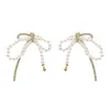 Aretes de Tachuela Franceses Dulces de Lujo Ligero con Circonita, Perla y Moño, Diseño Exquisito Personalizado, Versátiles, Elegantes, de Temperamento