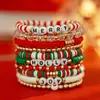 As Mais Quentes Letras de Contas de Arroz com Tema de Natal Pérolas de Imitação Conjunto de Dez Peças Pulseira de Presente Atacado