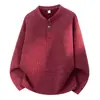 Sudadera de hombre talla grande estilo retro americano con cuello Henry, suéter de punto de manga larga texturizado estilo old money otoño e invierno 2026