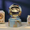 Bola de Cristal Transfronteiriça Base Giratória com Textura de Madeira Luminária Noturna Brilhante Lâmpada do Céu Estrelado 3D Decoração de Mesa Presente Criativo de Feriado