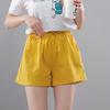 Shorts de Algodón Lavado de Color Sólido para Mujer, Corte Holgado, Cintura Elástica, Pantalones Casuales de Pierna Ancha, Estilo Versátil Delgado