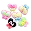 Gravata borboleta de renda fofa brilhante Coração Desenho animado Acessórios de cola cremosa Resina Pequenos acessórios Joia Grampo de cabelo Material DIY