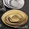 Ventas Directas de Fábrica Estilo Japonés Comida Occidental Acero Inoxidable Dorado Plato Poco Profundo Estilo Coreano Bandeja Plana Plato Poco Profundo Plato de Barbacoa Comercial