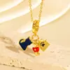 Colar Cruzado Novo Estilo Luxo Leve Esmalte Gota Diamante Cravejado Coração Futebol Flor Nicho Alto Padrão Versátil Corrente para Suéter DIY