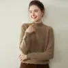 Suéter de cachemira de cuello alto medio engrosado para mujer, suéter corto de cachemira de corte holgado, suéter de punto base para otoño e invierno