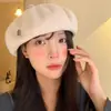 Boina Versátil Estilo Coreano para Mulheres, Outono e Inverno Estilo Literário Japonês, Boina que Afina o Rosto, Chapéu Newsboy Artista para Cabeça Grande