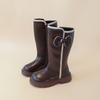 Botas Fashion com Laço para Meninas Botas Infantis Outono e Inverno Novas Respiráveis Estilo Britânico Estilo Cano Alto Botas de Couro de Princesa