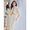 Traje Vestido de Lujo Ligero Estilo Fragante Pequeño para Mujer 2023 Otoño Nuevo Estilo Vestido Pequeño Estilo Celebridad Elegante Traje Suave de Dos Piezas
