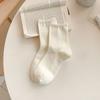 Calcetines de algodón peinado color crema para primavera y verano, estilo fresco, de caña corta, finos, para niños, estilo académico, combinan con todo, sin costuras, color liso, para mujer